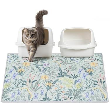 Imagem de Hedgeink Tapete de areia lavável para gatos 84 x 56 cm com fundo antiderrapante à prova d'água tapete de caixa de areia fácil de limpar tapete de armadilha de areia para gatinhos