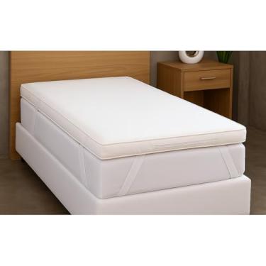 Imagem de Pillow Top Espuma Cama Box Elástico Micro 400 Fios Branco Lavável Antimofo Solteiro Casal Queen e King(Casal)