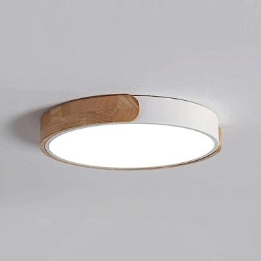 Imagem de Lustre de teto LED regulável, luminária nórdica moderna de madeira com cúpula de acrílico, iluminação minimalista e com baixo consumo de energia para decoração de casa