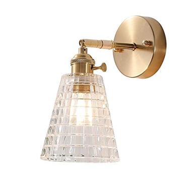 Imagem de Luminária de parede nórdica de vidro, luminária de parede de latão com abajur transparente, luminária de decoração para casa, luminária de parede de cabeceira para quarto, luminárias de cabe