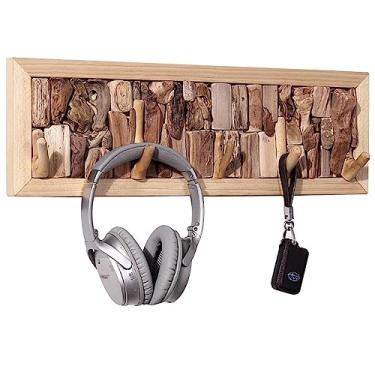 Imagem de Cabideiro de parede de madeira maciça 5 ~ 7 ganchos montado na parede cabide de parede resistente cabide de parede para entrada quarto banheiro (cor: cor de madeira, tamanho: 50 * 16,5 cm)