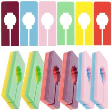 Imagem de 60 peças divisórias retangulares de plástico tamanho de armário reutilizáveis para escrita, divisores de rack de roupas, resistentes ao desgaste, sem deformação, separadores de roupas para pendurar em