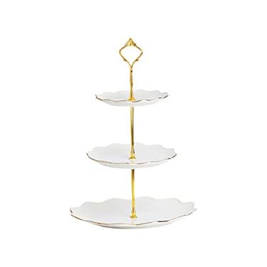 Imagem de Suporte de bolo de 3 camadas, suporte de cupcake, estilo europeu, bandeja de servir bolo, frutas, suporte de cupcake, suporte de sobremesa, doces