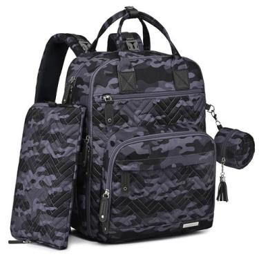 Imagem de Mochila de fraldas pequena 4 em 1, camuflagem impermeável - iniuniu