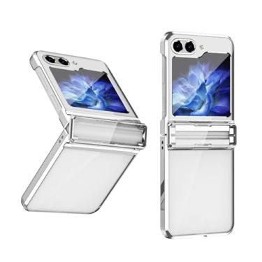 Imagem de Chapeamento 3 em 1 capa dobrável para Samsung Galaxy Z Flip 5 3 4 ZFlip4 ZFlip 4 3 Flip5 Transparente PC Armor Cover, prata, para Samsung Z Flip 4