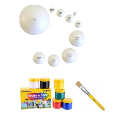 Imagem de Kit Maquete Escolar Sistema Solar Planetas Bolas De Isopor + Guache e Pincel