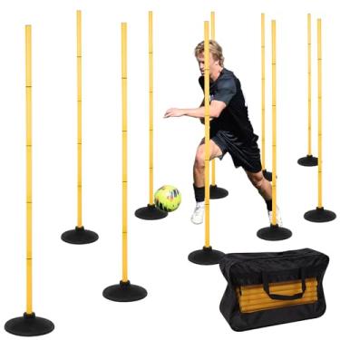 Imagem de Neoaider Bases de agilidade de 1,8 m para futebol, basquete, rúgbi, cachorro, pacote com 10 bastões de agilidade destacáveis com bases de borracha, uso interno e externo para treinamento