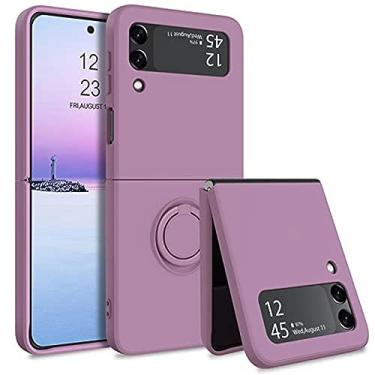 Imagem de Para Samsung Z Flip 5 Capa com suporte de anel Capas de telefone de silicone líquido para Samsung Z Flip 3 ZFlip 4 ZFlip5 Capa macia, roxo escuro, para Samsug Z Flip 4