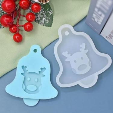 Imagem de 1 molde de resina com pingente de sino de árvore de Natal, molde de silicone, resina epóxi, decoração para decoração de árvore de Natal