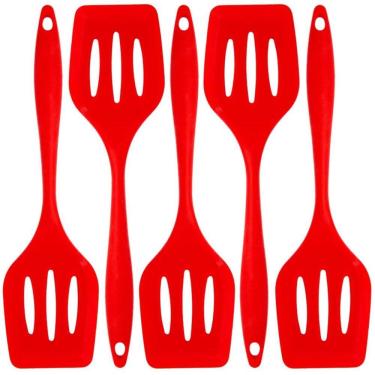 Imagem de Espatula De Silicone Vazada Vermelha Grande Kit 05 Un