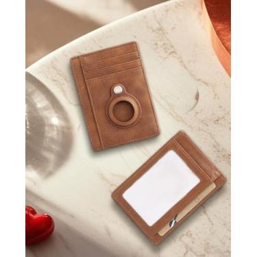 Imagem de Carteira fina com bloqueio de RFID com design minimalista, bolso frontal minimalista fino, Marrom, Moderno