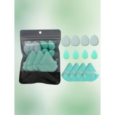 Imagem de 12 peças esponja de liquidificador triângulo pó puff rosto macio maquiagem puff base cosmética verde