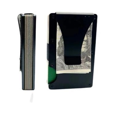 Imagem de Carteira Minimalista Masculina Fina com Bloqueio RFID - Bolso Frontal 