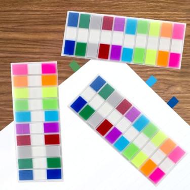 Imagem de Conjunto de 3 abas adesivas com 600 folhas, abas transparentes com 10 cores aleatórias, tiras adesivas coloridas removíveis para marcadores de página