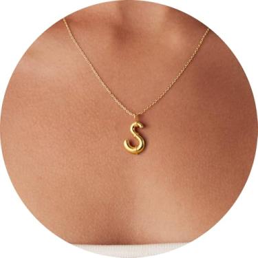 Imagem de Pingente de colar com inicial A-Z em 3D, joia de aço inoxidável personalizada, corrente ajustável, adequado para design moderno de letras femininas, F, Aço inoxidável, Sem Pedra Preciosa