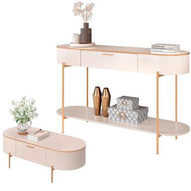 Imagem de Aparador Beca E Mesa De Centro Giverny Orgânico Industrial D05 Off White