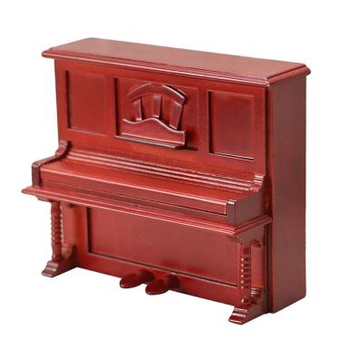 Imagem de Móveis de casa de bonecas em miniatura, piano de cauda de madeira, escala 1:12