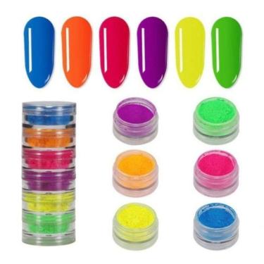 Imagem de Torre Com 6 Pó Neon Florescente Unhas De Gel Maquiagem