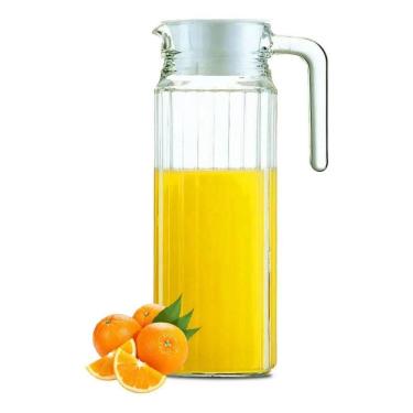 Imagem de 2X Jarra De Suco Agua Vidro Grosso Com Tampa 1 Litro