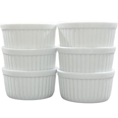 Imagem de Jogo 6 Ramequins de Porcelana Branca 250ml com Forma Canelada - Antilo