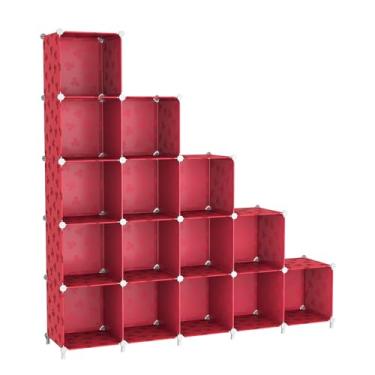 Imagem de UNKU Estante de prateleira aberta, organizador de armazenamento de 15 cubos, prateleira de exibição de 30 cm para CDs de livros, estante de livros DIY, prateleira de armazenamento ajustável para