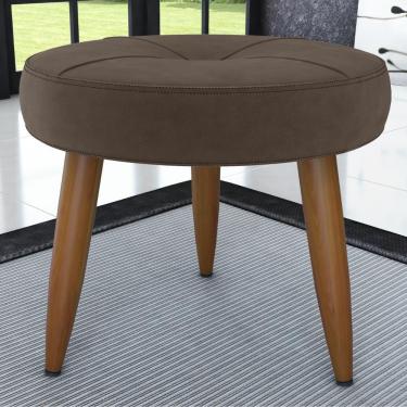 Imagem de Puff Decorativa Redondo Marici Veludo Marrom