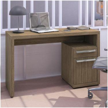 Imagem de Mesa De Escritório Escrivaninha 1 Gaveta 1 Porta Nogal 1,20m
