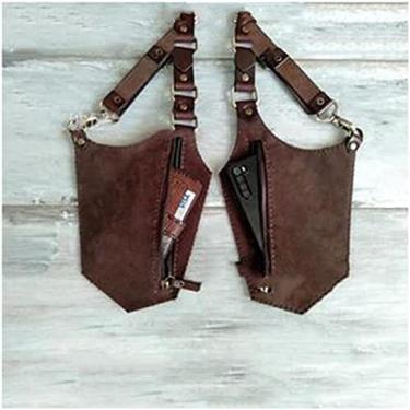 Imagem de KRASS Bolsa de ombro masculina com alça retrô escondida bolsa de ombro dupla de couro PU ajustável bolsa de axila bolsa coldre carteira anti-roubo ao ar livre bolsa de coldre para celular, marrom, colecionador88