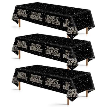 Imagem de 3 peças de toalha de mesa de festa galáxia estrela preto espaço filme espaço capa de mesa impermeável preto universo guerras tema toalha de mesa descartável para crianças meninos homens decoração de