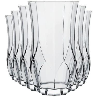 Imagem de Conjunto 6 Copos Longos de Vidro, Textura Trabalhada em Diamante, 360ml, Design Clássico, Transparente, Ideal para Água, Suco e Refrigerante, 13,5 x 7,5 cm