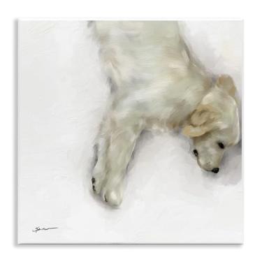 Imagem de Stupell Industries Arte em placa de parede Sweet Cream Sleeping Dog, design de Mary Sparrow, 12 x 12