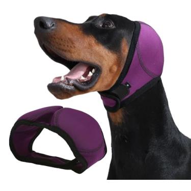 Imagem de Harbyel Protetores de orelha de cachorro e touca de natação e faixa de orelha sem agitação para banho, hematoma, secagem e alívio da ansiedade de ruído - Proteção elástica à prova d'água com capuz