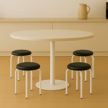 Imagem de Banqueta Cozinha Baixa Empilhável Industrial Kit 4 Jully Branco/Preto D03 - D'Rossi