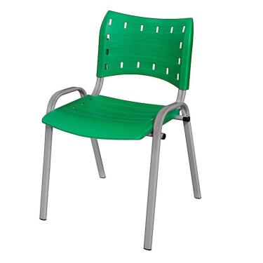 Imagem de Cadeira Iso Base Cinza, Igreja, Escola, Escritório - Verde Kit 1 Peça