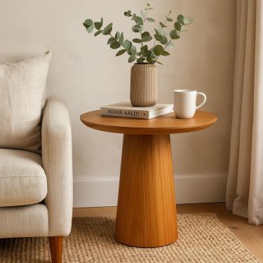 Imagem de Mesa Lateral Aracajú Redonda Base Cônica Moderna Para Sala