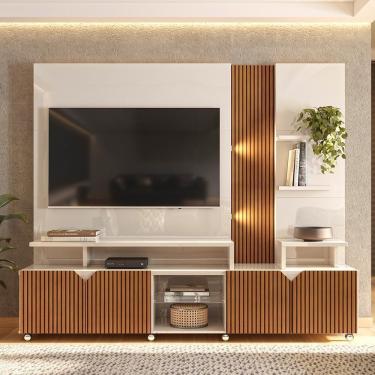 Imagem de Estante Home Para Tv Até 55 Polegadas Impressão Ripada Cross Lukaliam Off White-tauari