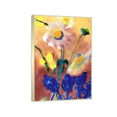 Imagem de RYLJCZ Pinturas famosas abstratas. Pôsteres e impressões de arte de Emil Nolde (flores). Reprodução em tela. Quadro decorativo para sala de estar. (40 x 60 cm (15,8 x 23,7 pol)/Molduras de champanhe)