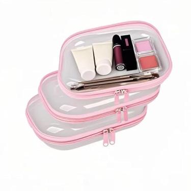 Imagem de Bolsas de armazenamento com fundo rígido, organizadores de armário estruturados e dobráveis, caixa de armazenamento portátil com fecho de zíper (rosa)