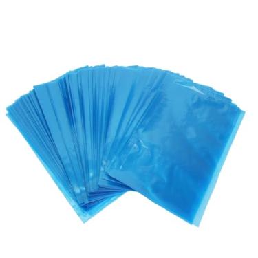 Imagem de Sacos descartáveis ​​para garrafas de lavagem de tatuagem, 250 unidades, engrossar, à prova d'água, antiestático, tampas para garrafas de apertar, mangas azuis, ajuste universal