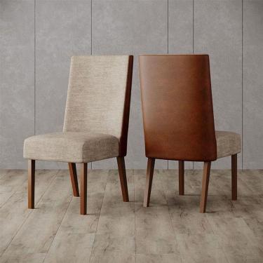 Imagem de Cadeira Para Mesa De Jantar Anne Ambiente Kit 02 Peças Nature Corano Caramelo Creme - Henn