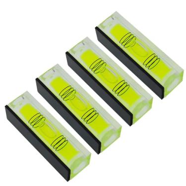 Imagem de Mini bolha de nível de alta precisão, bolha pequena de linha dupla, régua de nível doméstico de bola plana de três linhas pode ser girada 180 graus (não magnética, 52 x 18 x 15 mm (4 peças))