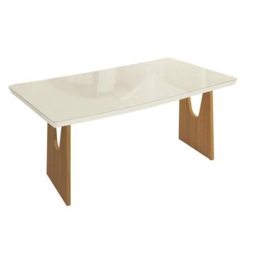 Imagem de Mesa De Sala Jantar Mila Premium Madeira Maciça C- Tampo Madeirado C- Vidro 200x100cm Carvalho-off White - Kappesberg