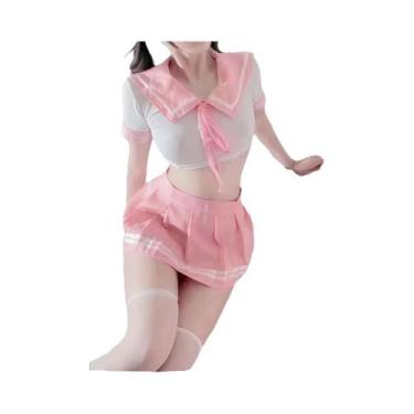 Imagem de Saia Mini Feminina Fofa E Blusa Justa, Uniforme Escolar, Fantasia De C