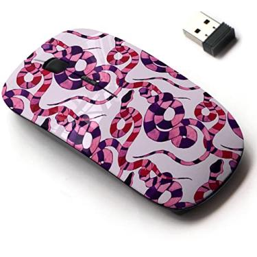 Imagem de Mouse sem fio de 2,4 G com design de padrão fofo para todos os laptops e desktops com nano receptor - Cobras em aquarela fashion