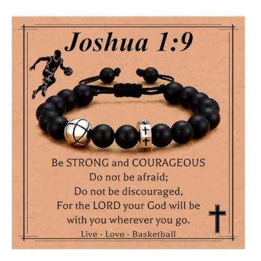 Imagem de IASINN Pulseira de beisebol/basquete/futebol/futebol para meninos, cruz, pulseira com contas cruzadas para meninos adolescentes, presentes de aniversário para filho, neto, irmão, sobrinho, amigo