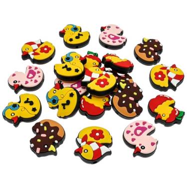 Imagem de 20 peças/conjunto de contas focais de silicone fofo tema pato animal contas soltas acessório para chaveiros faça você mesmo, pulseira, colar, canetas, cordão para fazer lembrancinhas de festa