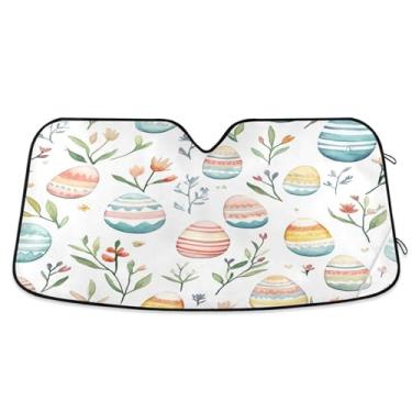 Imagem de Blueangle Ovos coloridos de páscoa pára-brisa de carro protetor solar para carros - proteção UV dobrável, ajuste universal 139.7 cm x 70.1 cm protetor de para-brisa frontal (580)