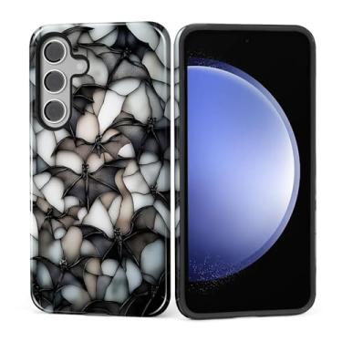 Imagem de MQJCYB Capa para Samsung Galaxy S23 FE, híbrida, resistente, 2 em 1, de corpo inteiro, resistente à prova de choque, capa brilhante para Samsung Galaxy S23 FE vitral morcego de Halloween