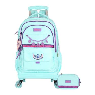 Imagem de Kit Escolar Lilo Stitch Mochila 4 Roda + Estojo Box