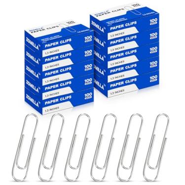 Imagem de Clipes de papel, clipes de papel Zomilla 1000 peças (10 caixas de 100 cada), clipe de papel médio de 3 cm, clipe de papel de metal à prova de ferrugem de 3 cm para escritório, escola, casa - prata